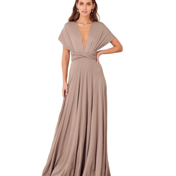 Champagne Convertible Wrap Dress Size Medium Voted Number 1 Dress on Earth - Picture 6 of 15